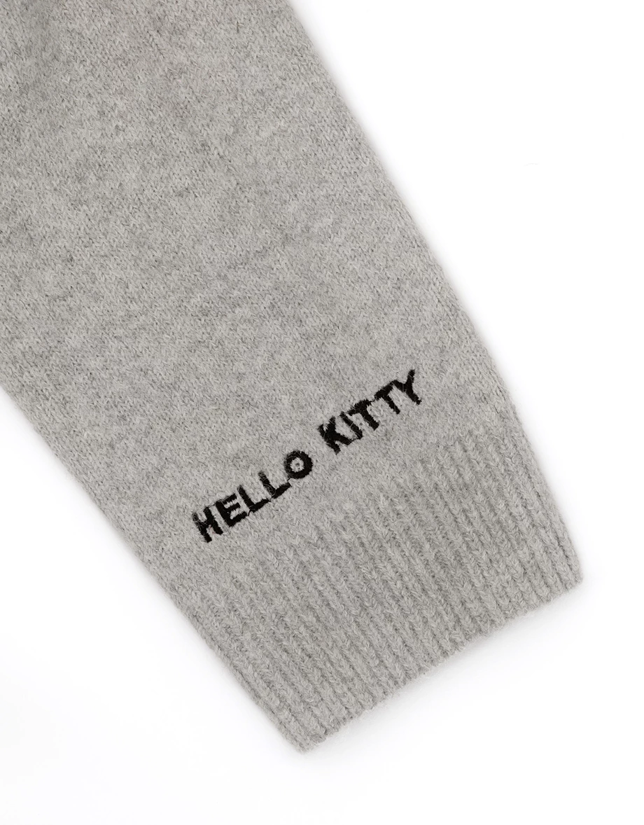 【Hello Kitty Collaboration】Oversized Knit Pullover Sweater with Kitty Outline
