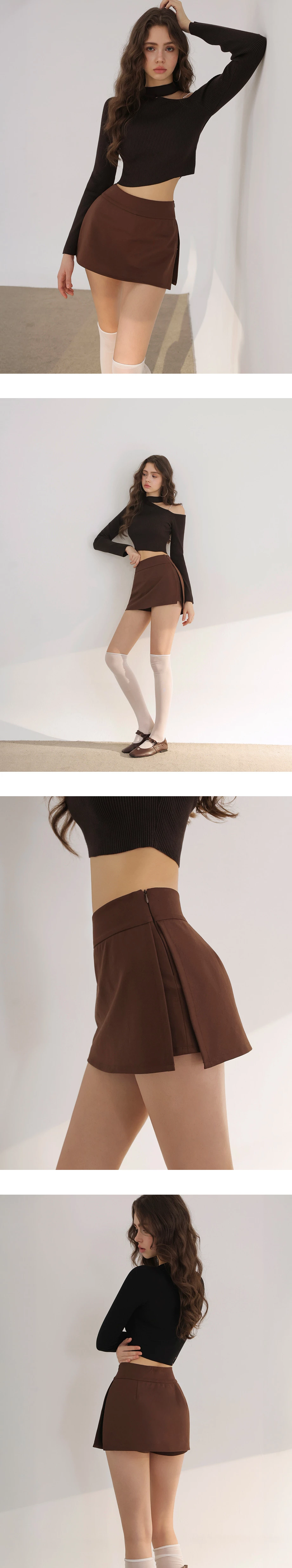 AIRY HOURGLASS Low Rise Plain Fitted Skorts