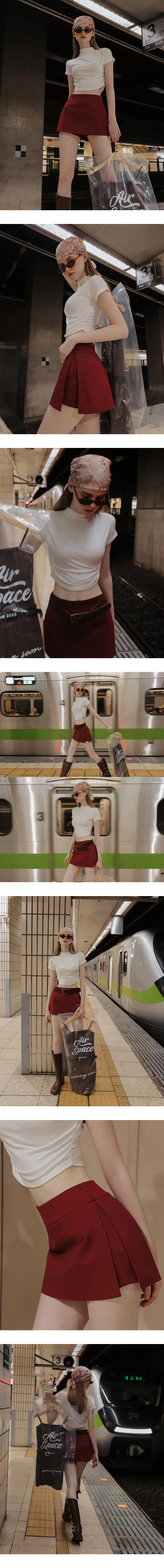 AIRY HOURGLASS Skort Fit Pinggang Rendah Warna Solid