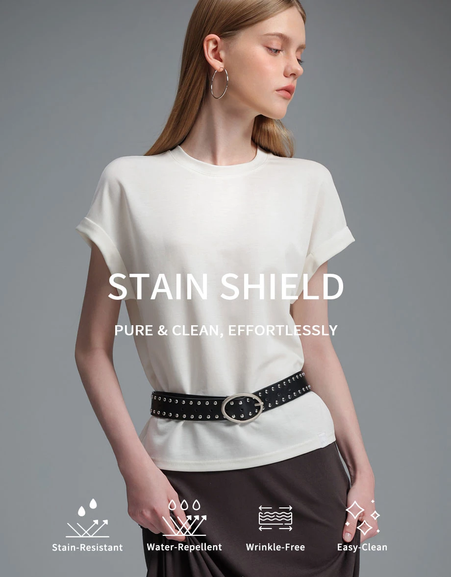 【極淨抗污系列】反摺連袖圓領TEE