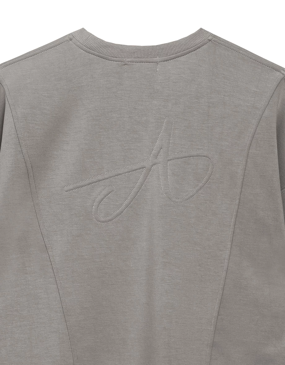 Back Logo Embroidered Oversized Crew Neck Sweatshirt