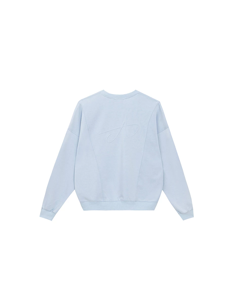 Back Logo Embroidered Oversized Crew Neck Sweatshirt