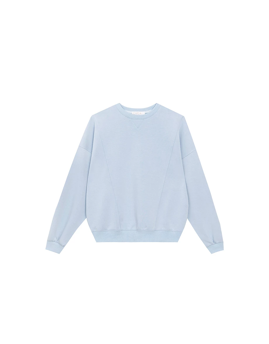 Back Logo Embroidered Oversized Crew Neck Sweatshirt