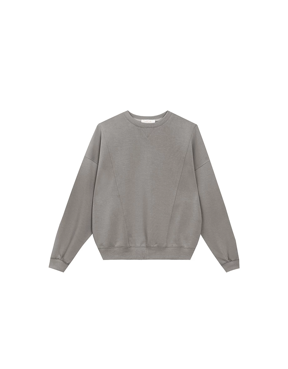 Back Logo Embroidered Oversized Crew Neck Sweatshirt