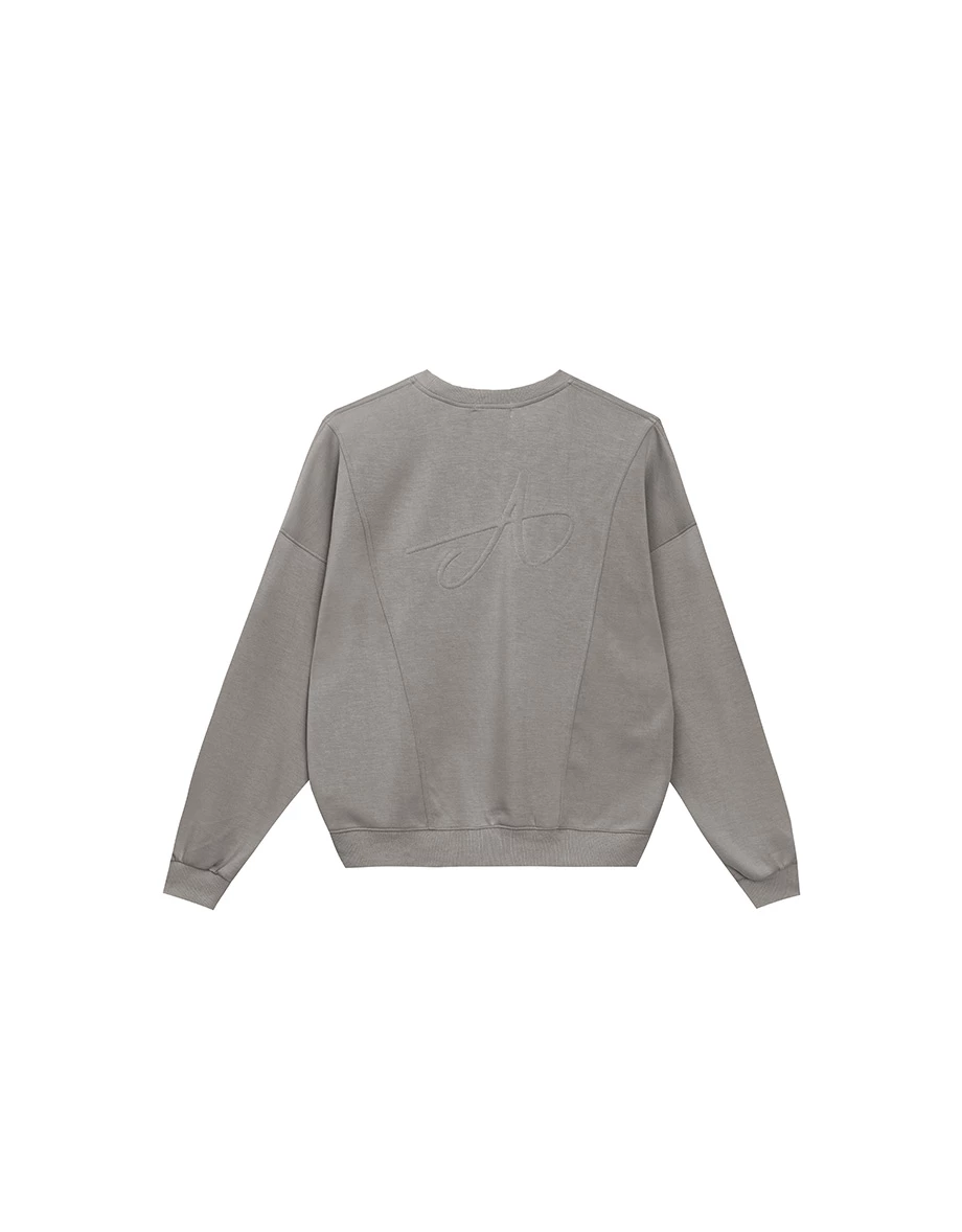 Back Logo Embroidered Oversized Crew Neck Sweatshirt