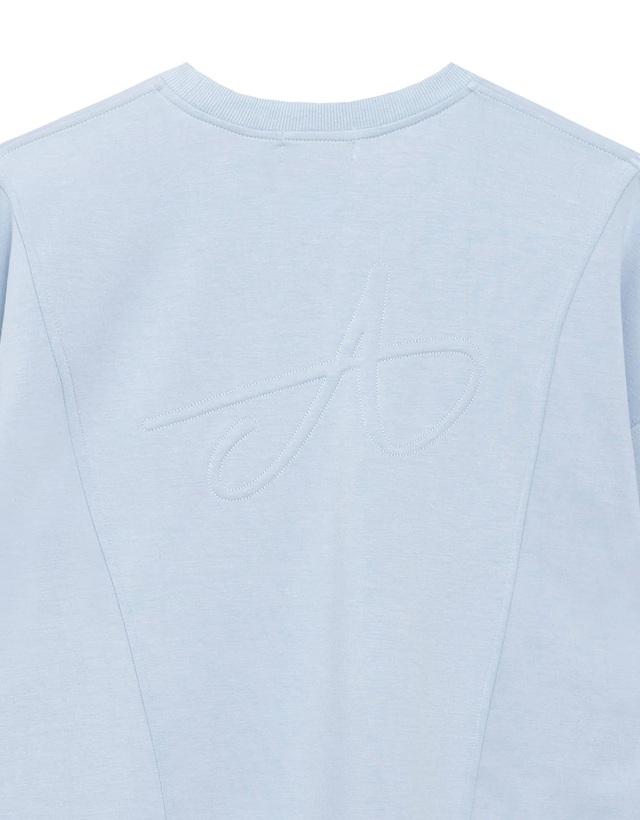 Back Logo Embroidered Oversized Crew Neck Sweatshirt