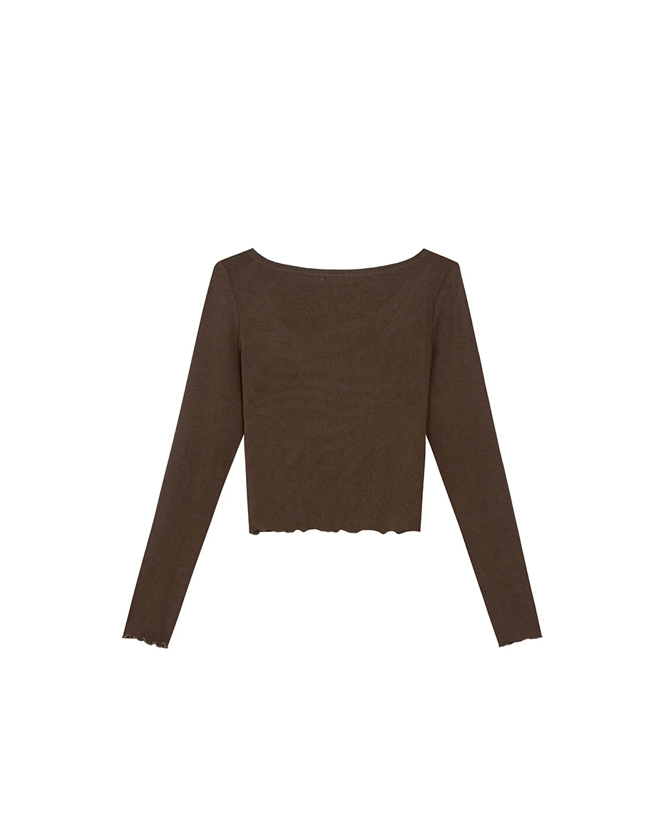 Faux Two-Piece Asymmetrical Button Front Cropped Knit Top
