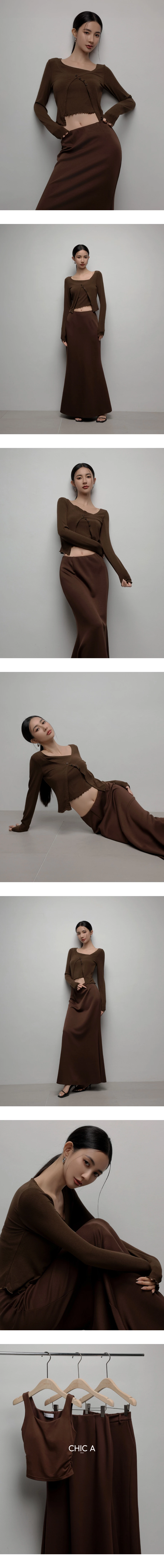 Faux Two-Piece Asymmetrical Button Front Cropped Knit Top
