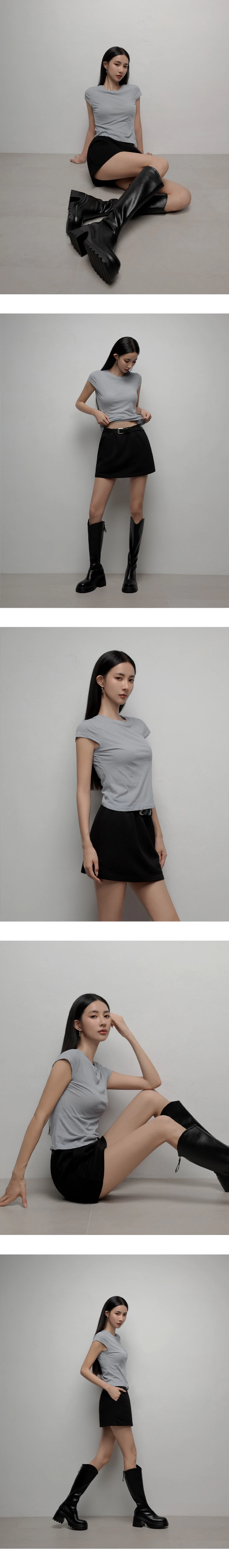 圓領蓋袖合身棉質TEE