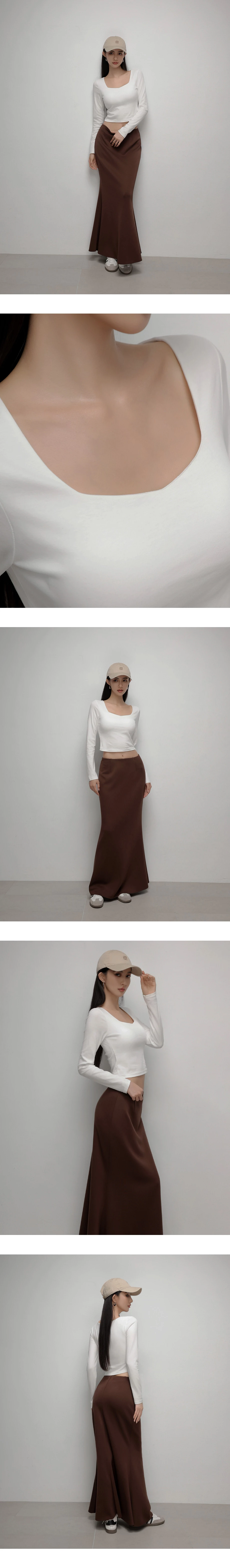 Square Neck Long Sleeve Fitted Bra Top