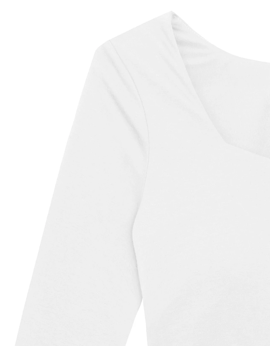 Square Neck Long Sleeve Fitted Bra Top