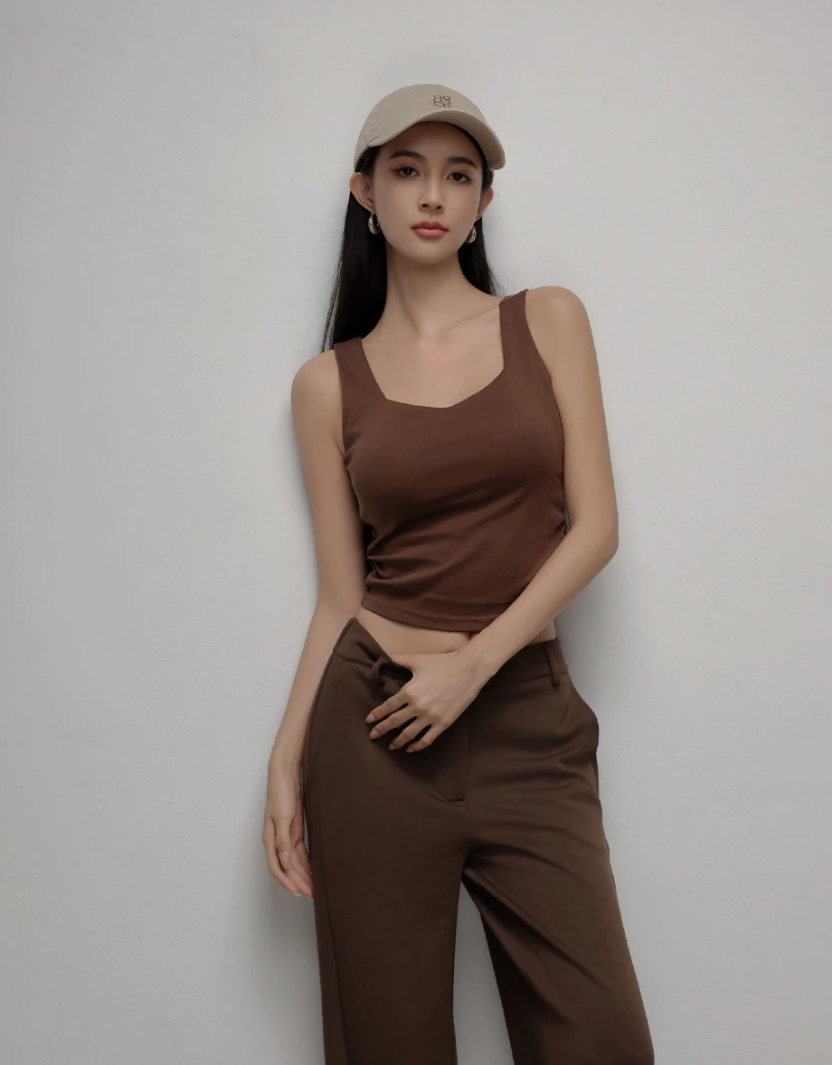 Square Neck Sleeveless Fitted Bra Top