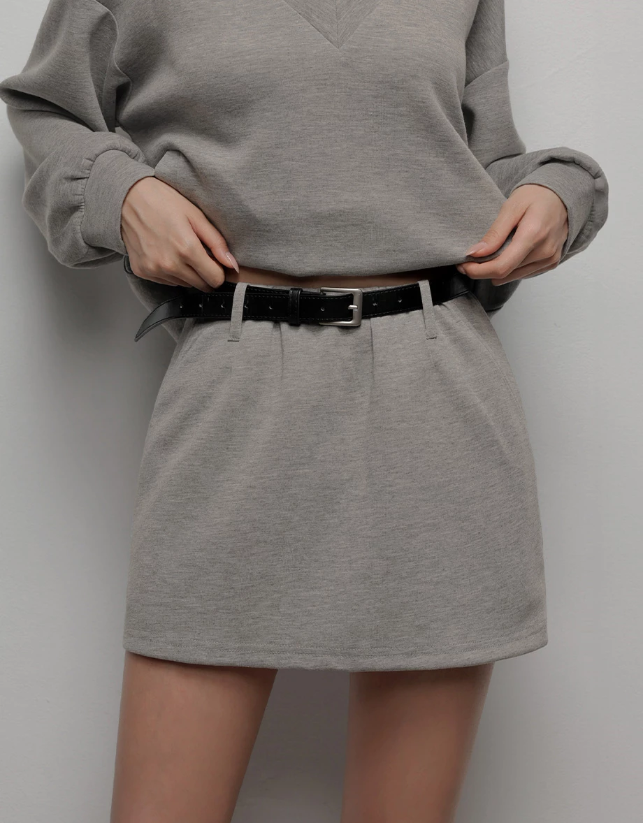 AIRY HOURGLASS Soft Cotton Blend High Waist A Line Mini Skirt