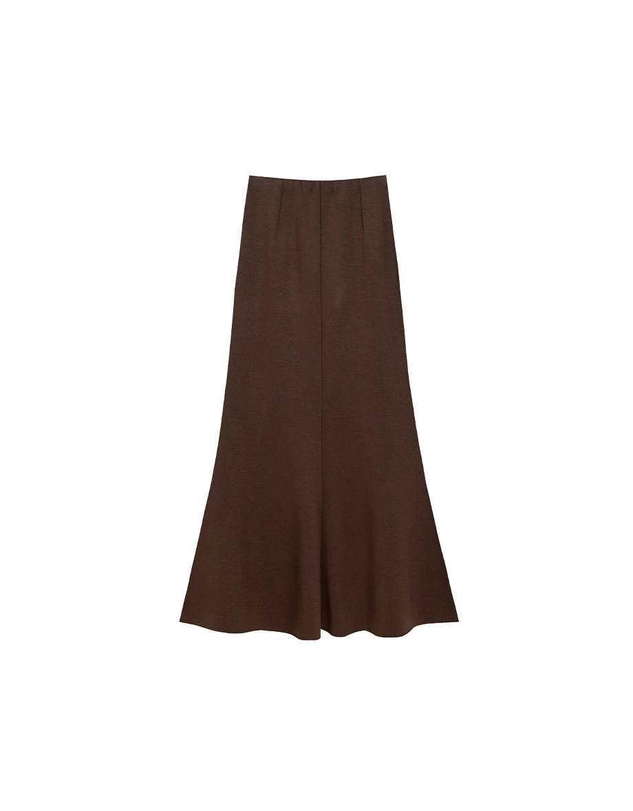 AIRY HOURGLASS Skirt Maxi Knit Pinggang Tinggi Hujung Kembang Gaya Minimalis