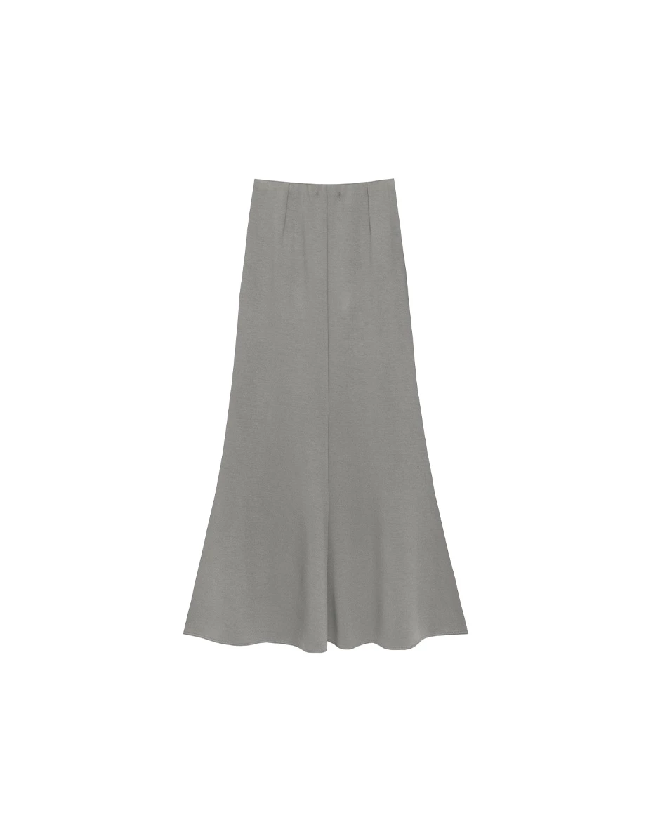 High Waist Minimalist Flared Hem Knit Maxi Skirt