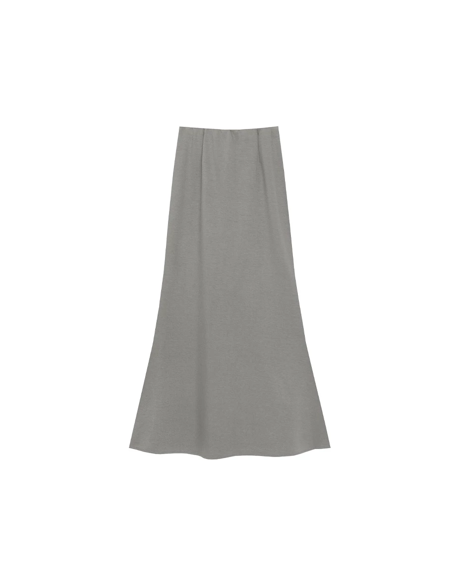 High Waist Minimalist Flared Hem Knit Maxi Skirt