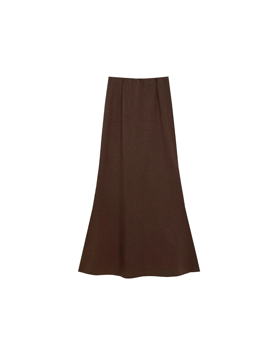 AIRY HOURGLASS Skirt Maxi Knit Pinggang Tinggi Hujung Kembang Gaya Minimalis