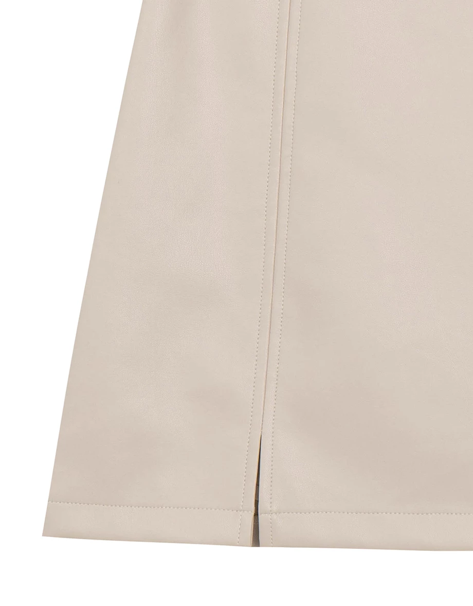 High Waist Faux Leather A Line Mini Skirt