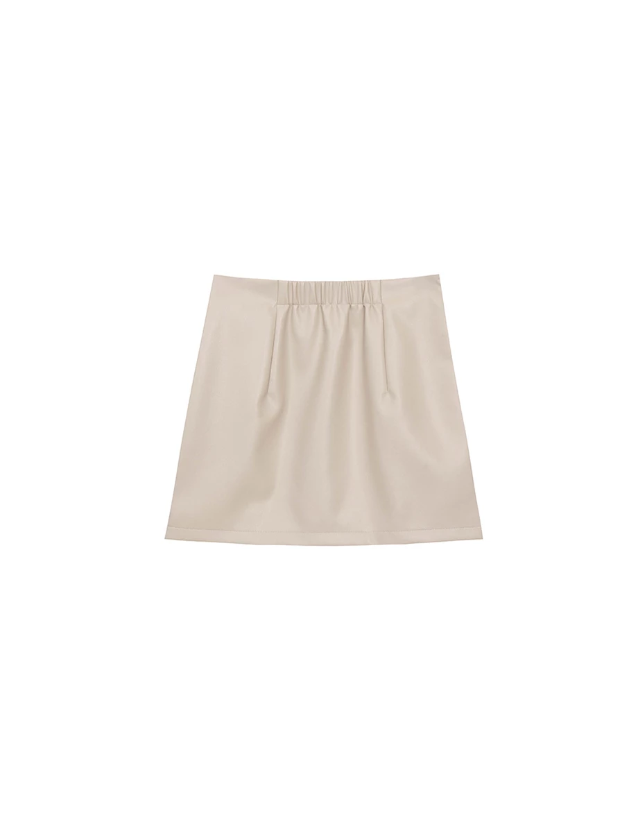 High Waist Faux Leather A Line Mini Skirt
