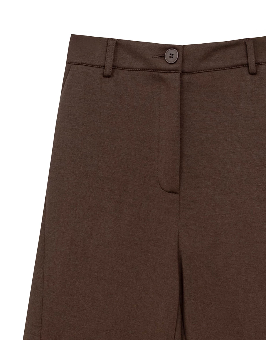 High Waist Soft Knit Wide Leg Suit Pants
