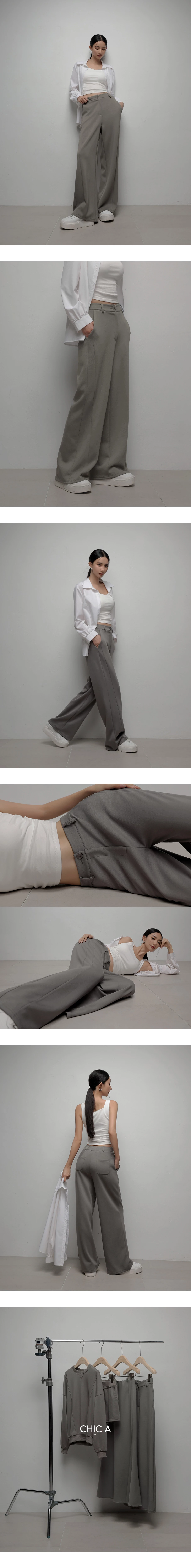 High Waist Soft Knit Wide Leg Suit Pants