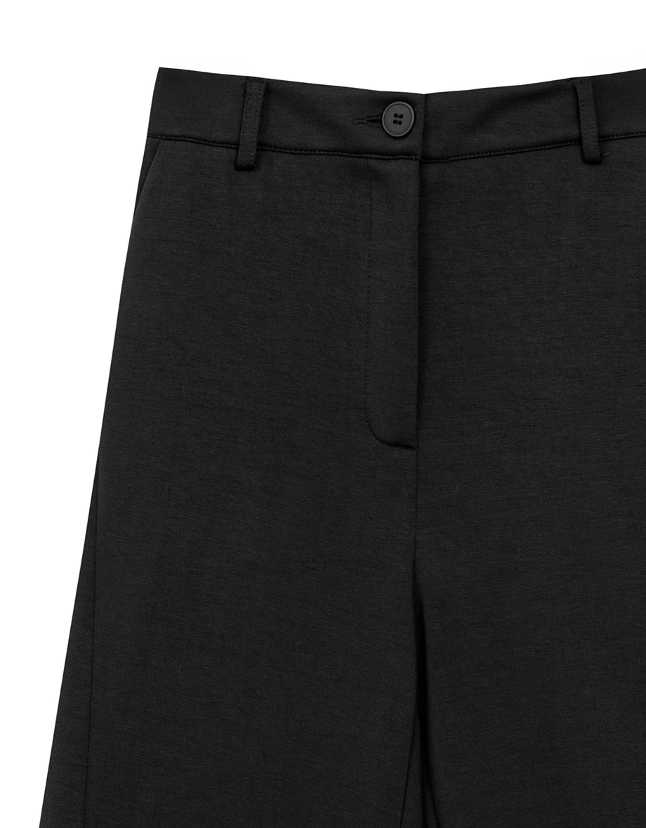 High Waist Soft Knit Wide Leg Suit Pants