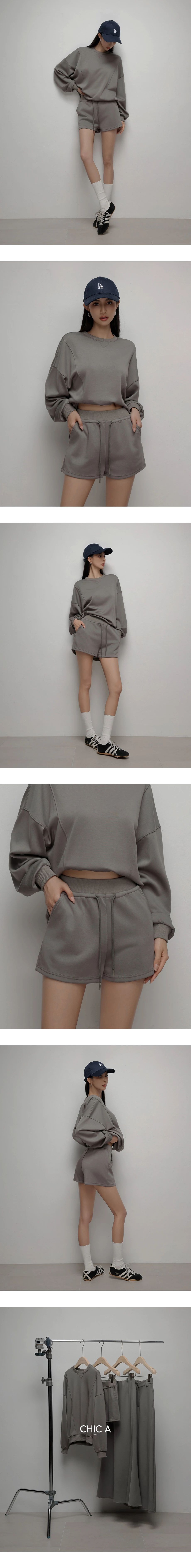 High Waist Drawstring Cotton Lounge Shorts
