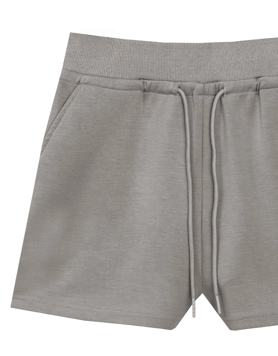 High Waist Drawstring Cotton Lounge Shorts