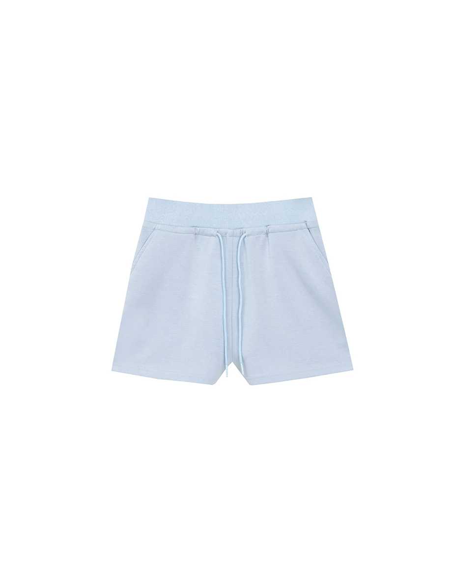 High Waist Drawstring Cotton Lounge Shorts
