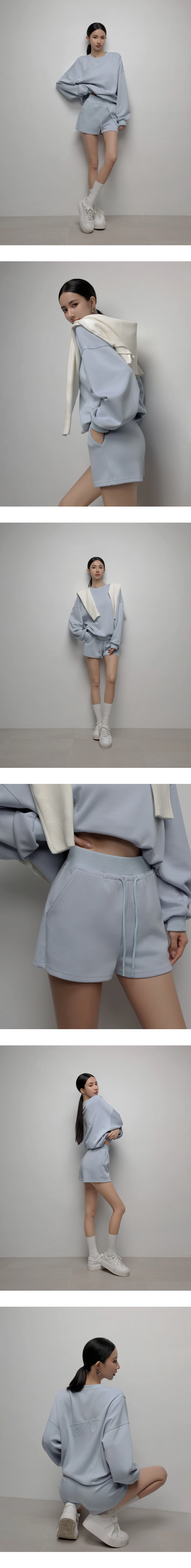 High Waist Drawstring Cotton Lounge Shorts