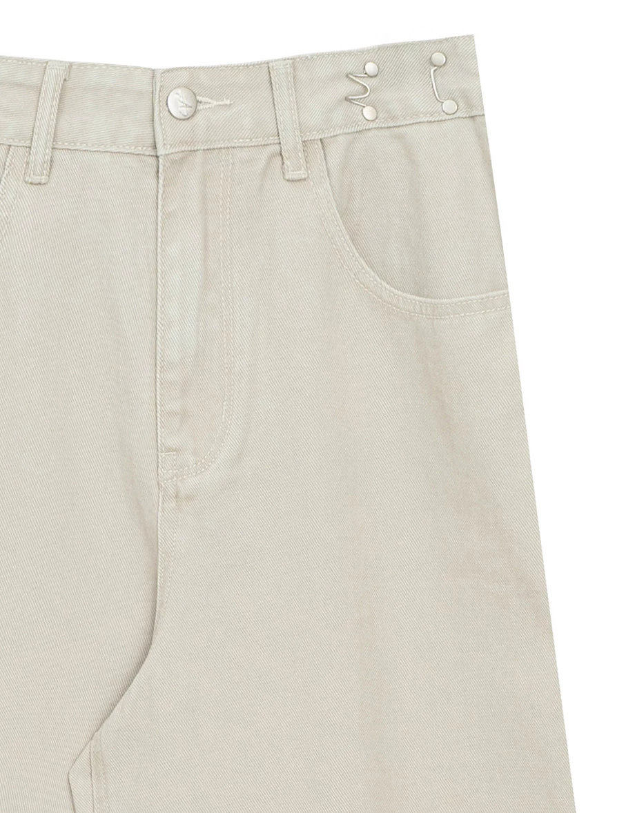 High Waist Metal Buckle Jeans Denim Wide Leg Pants