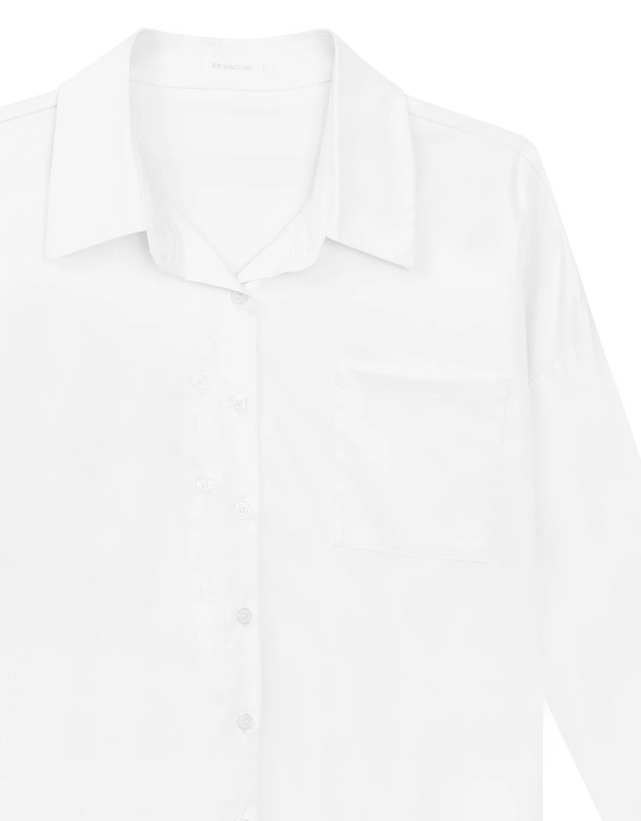 【Stain Resistant】Oversized Pocket Detail Button Down Shirt Blouse