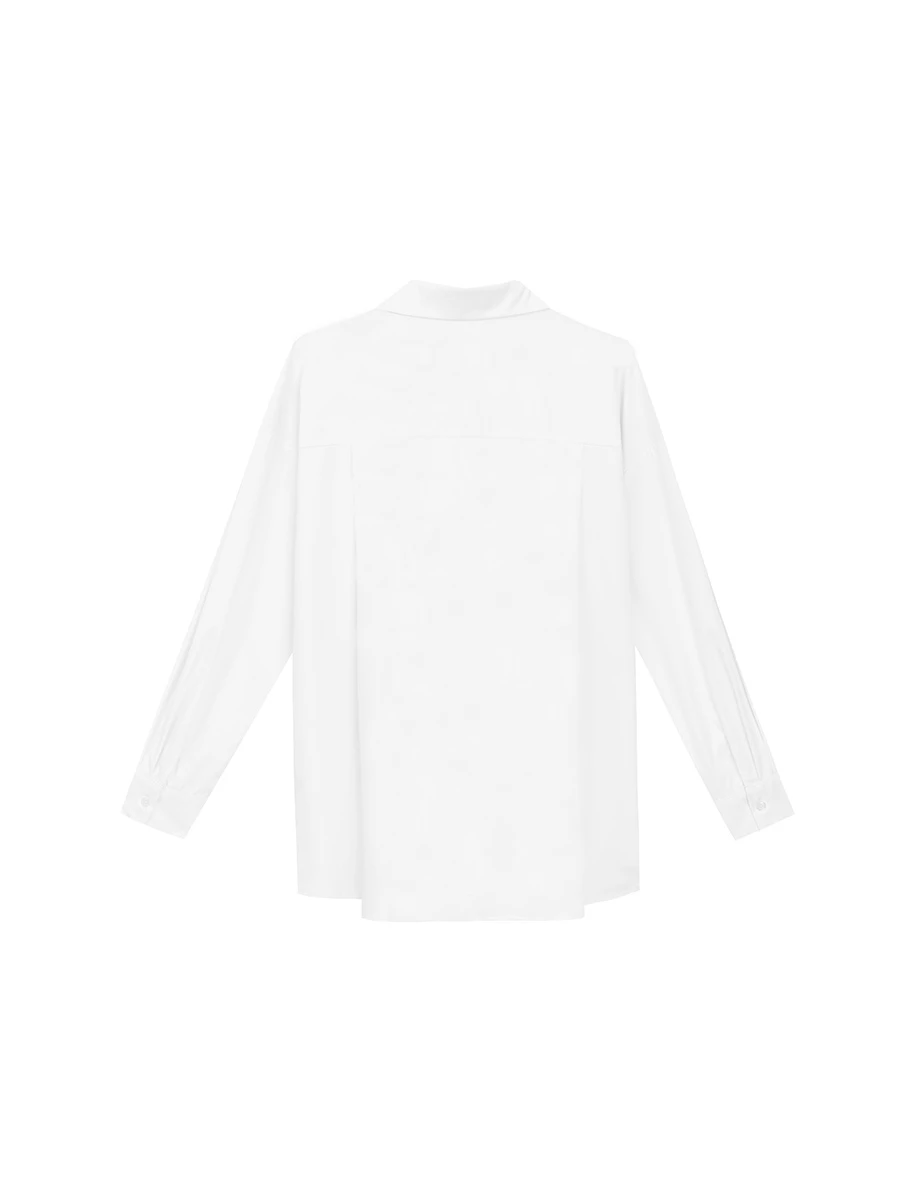 【Stain Resistant】Oversized Pocket Detail Button Down Shirt Blouse