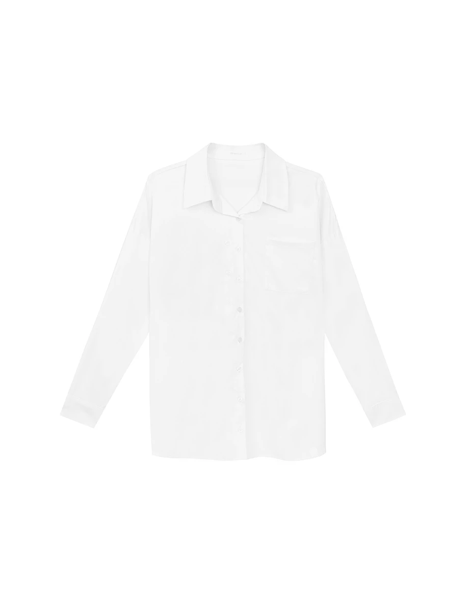 【Stain Resistant】Oversized Pocket Detail Button Down Shirt Blouse