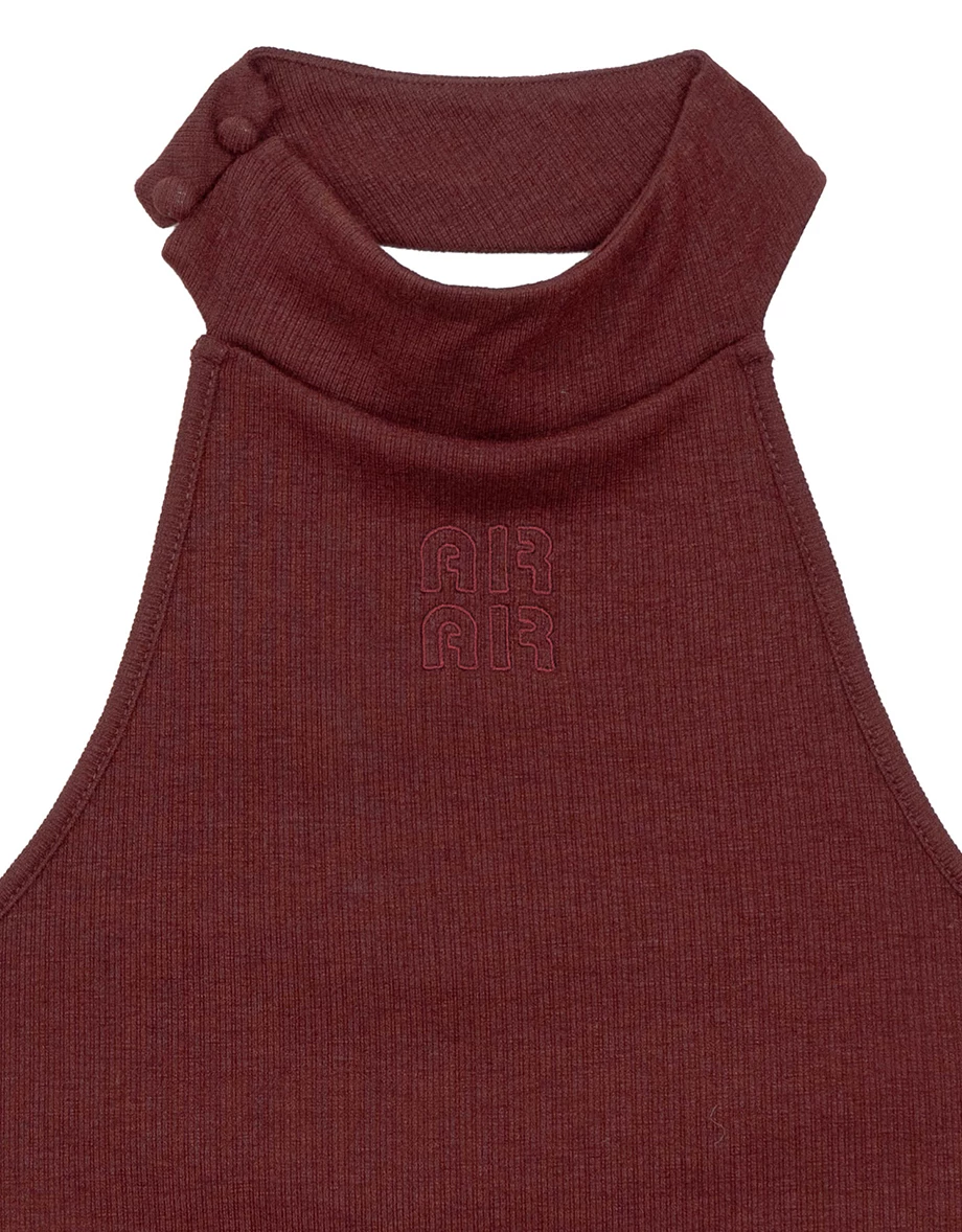 前後兩穿品牌LOGO刺繡立領削肩背心BRA TOP