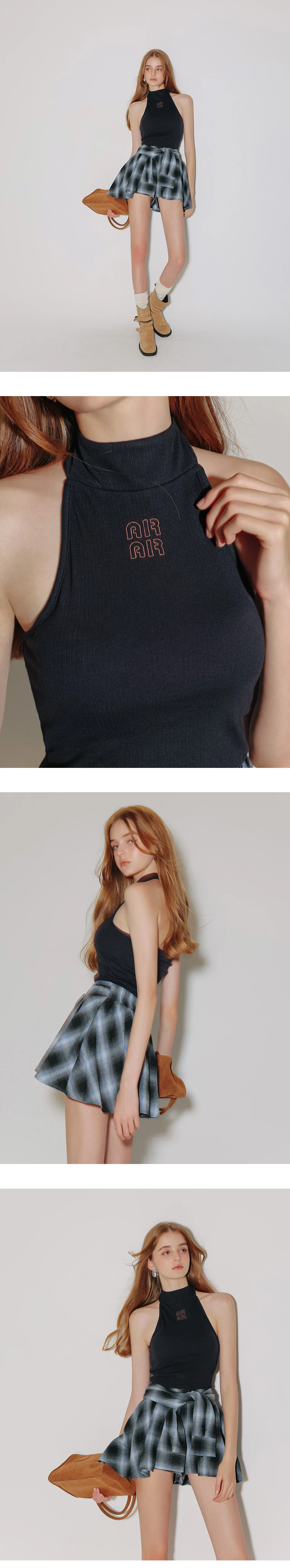 前後兩穿品牌LOGO刺繡立領削肩背心BRA TOP