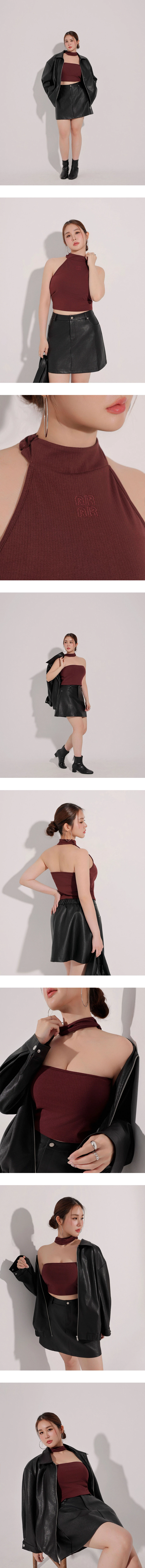 前後兩穿品牌LOGO刺繡立領削肩背心BRA TOP