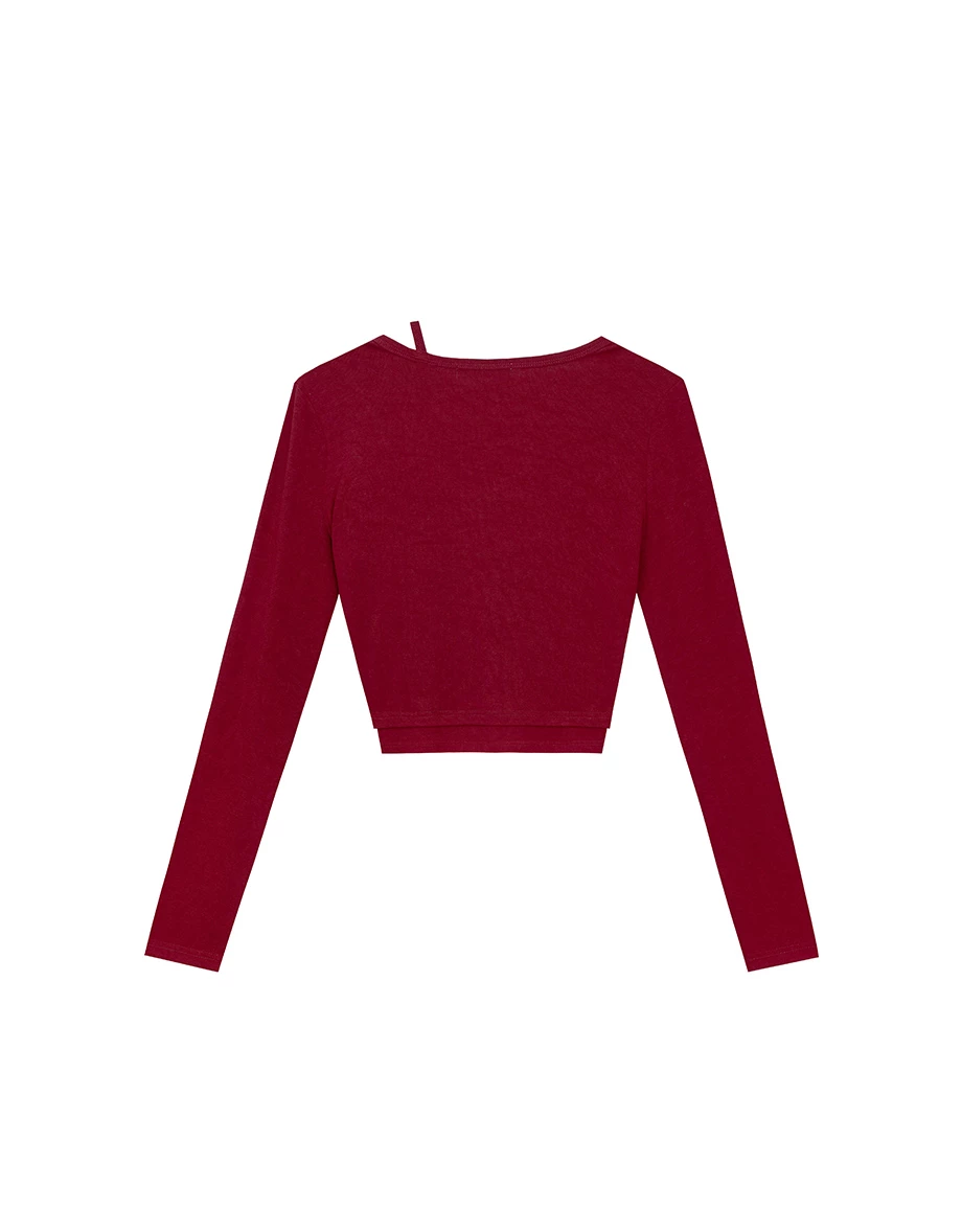 Faux 2 Piece Layered Strap Deep V Neckline Fitted Knit Top