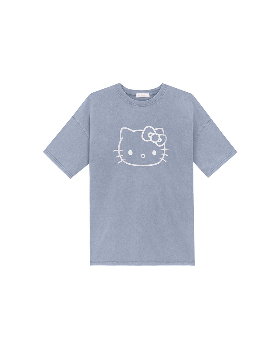 【SANRIO Collab】Hello Kitty Oversized Crew Neck Short Sleeve Graphic Tee (Unisex)