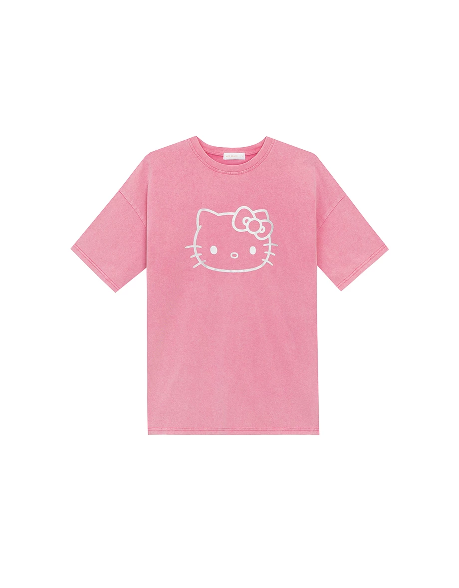 【SANRIO Collab】Hello Kitty Oversized Crew Neck Short Sleeve Graphic Tee (Unisex)