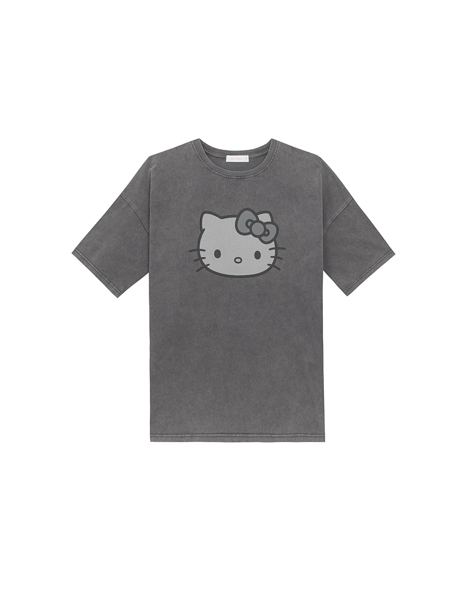 【SANRIO Collab】Hello Kitty Oversized Crew Neck Short Sleeve Graphic Tee (Unisex)