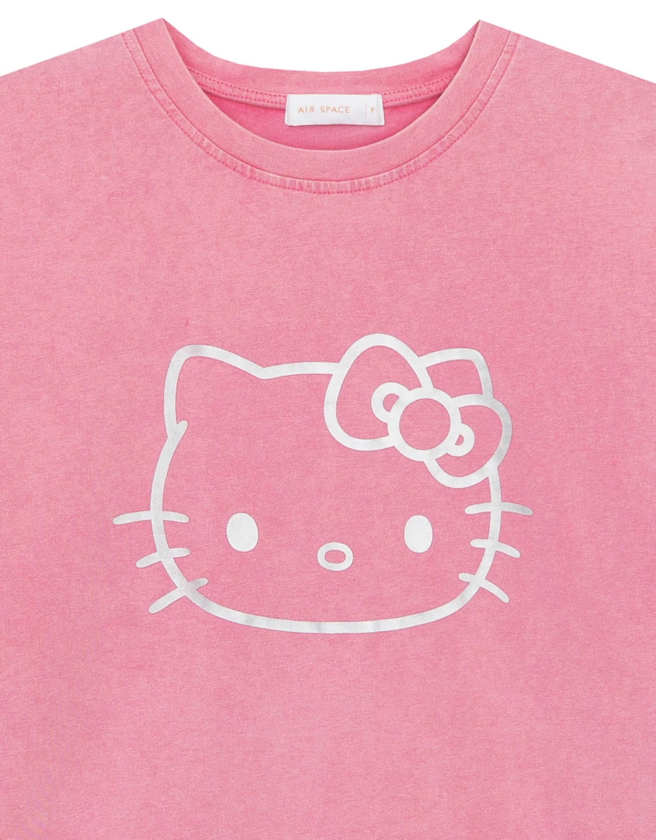 【SANRIO Collab】Hello Kitty Oversized Crew Neck Short Sleeve Graphic Tee (Unisex)