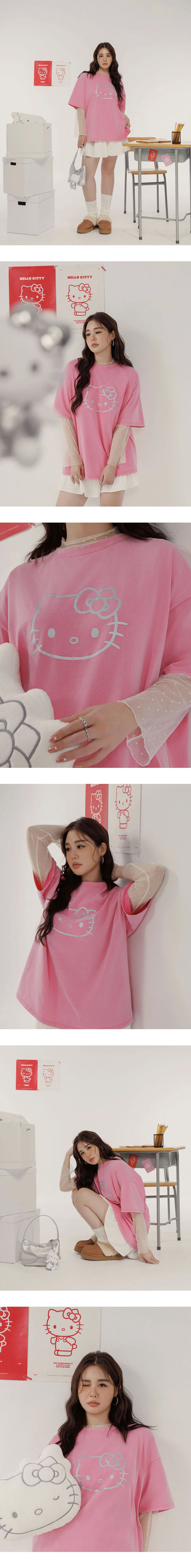 【SANRIO Collab】Hello Kitty Oversized Crew Neck Short Sleeve Graphic Tee (Unisex)