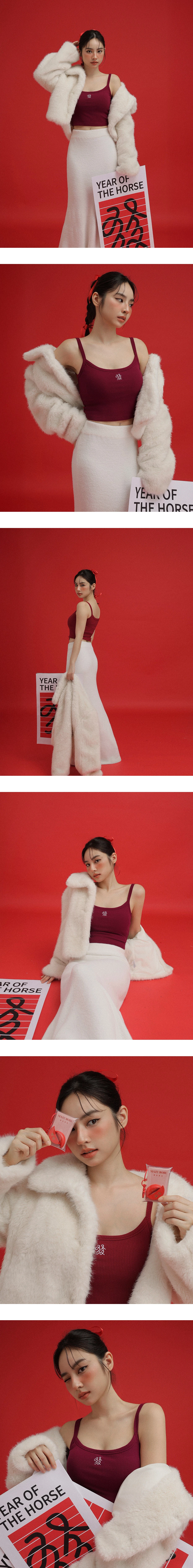 CNY Padded Bra Top Blesses Lucky Character Camisole