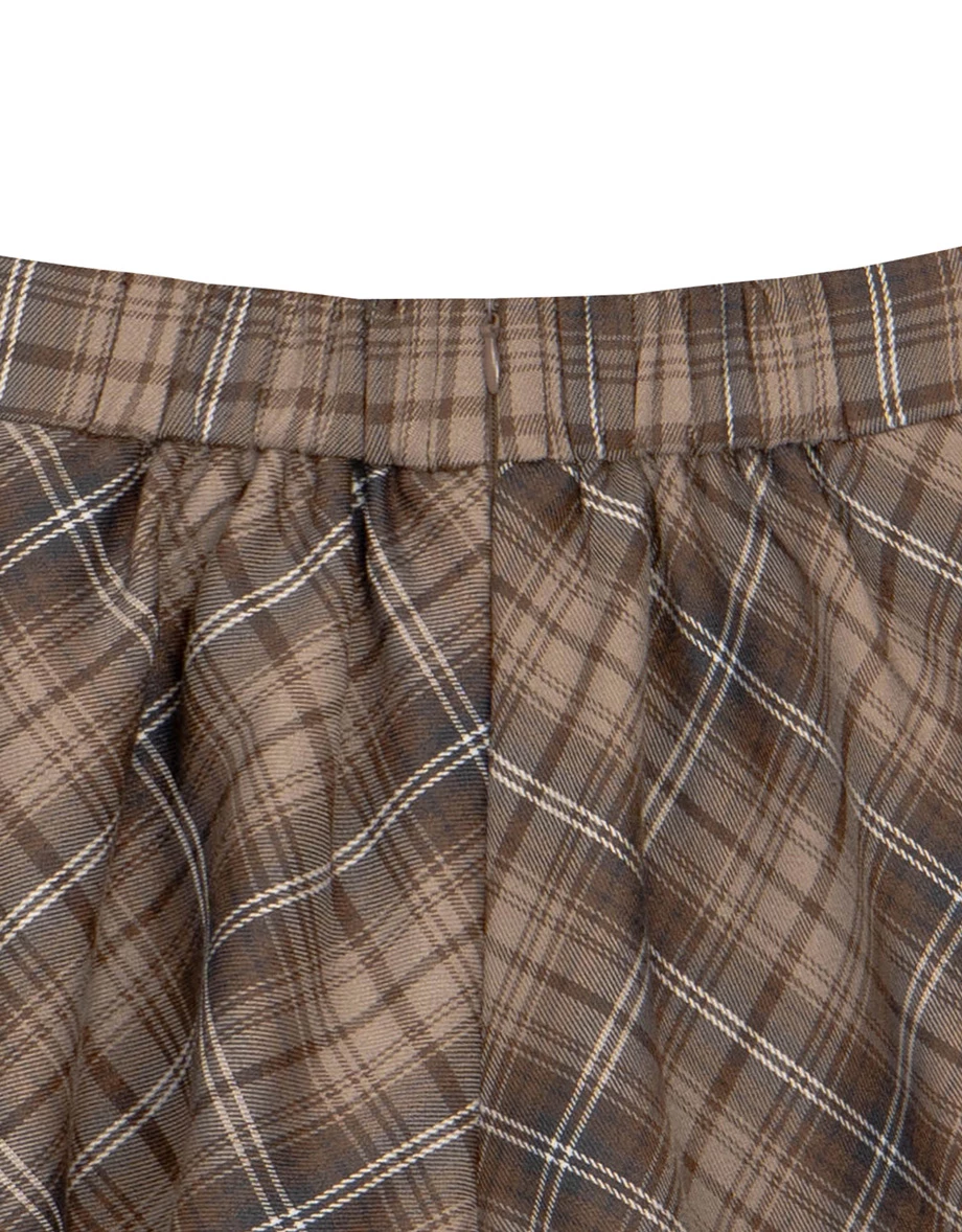 Flowy A Line High Waist Vintage Plaid Pleated Mini Skirt