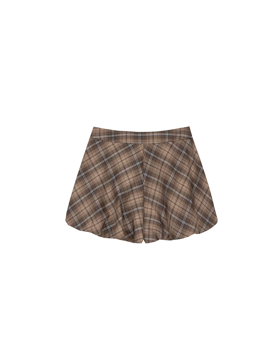Flowy A Line High Waist Vintage Plaid Pleated Mini Skirt