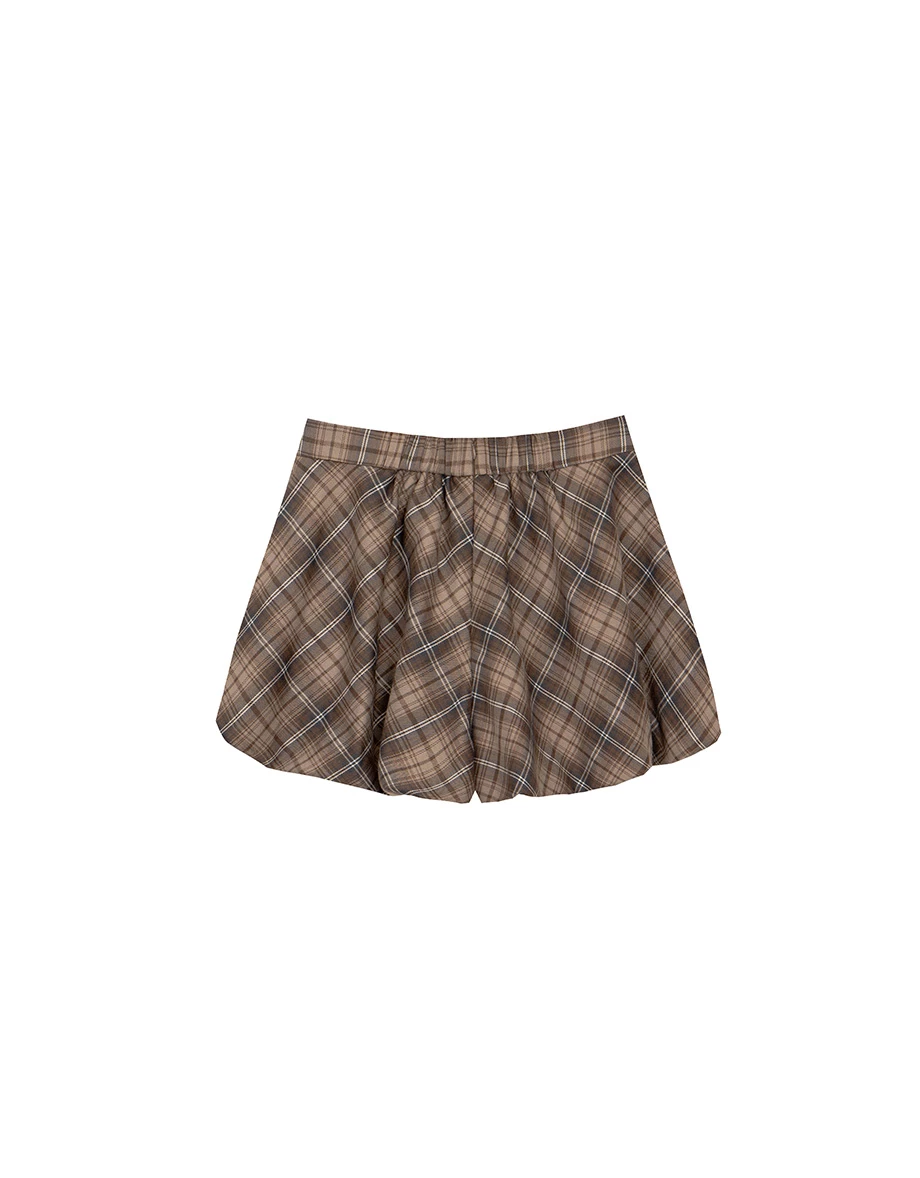 Flowy A Line High Waist Vintage Plaid Pleated Mini Skirt