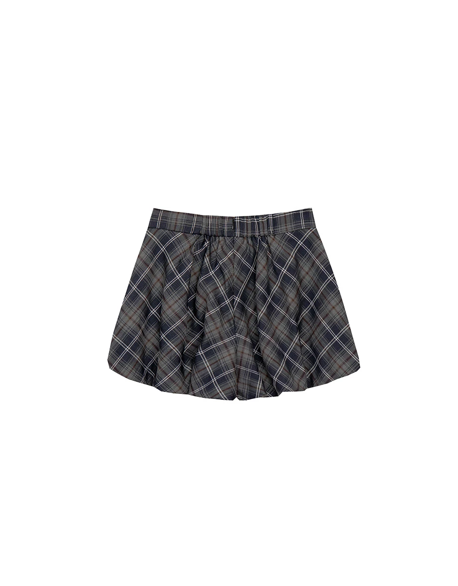 Flowy A Line High Waist Vintage Plaid Pleated Mini Skirt