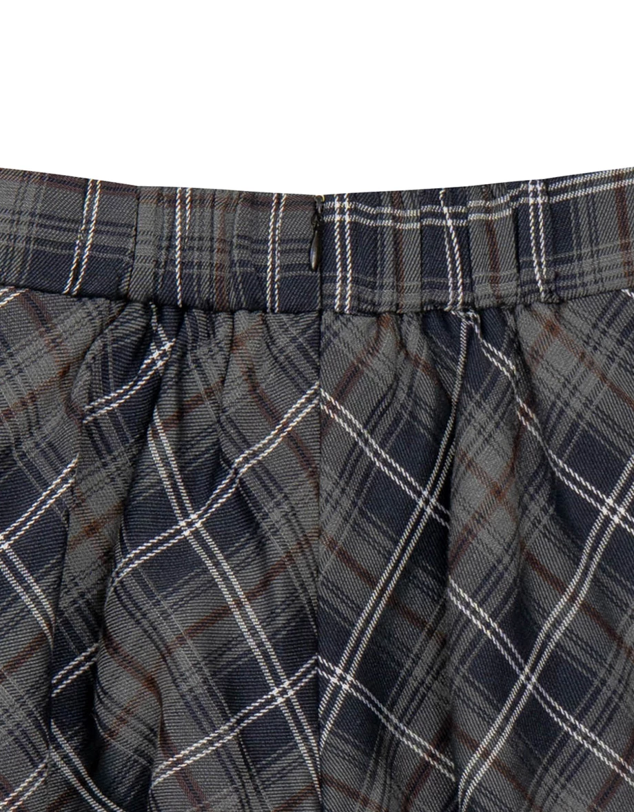 Flowy A Line High Waist Vintage Plaid Pleated Mini Skirt