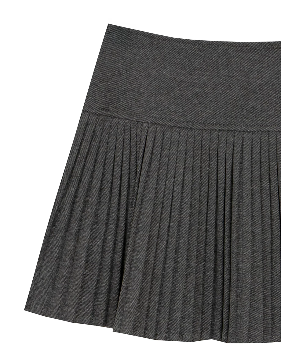 Classic Pleated High Waist A Line Mini Skirt